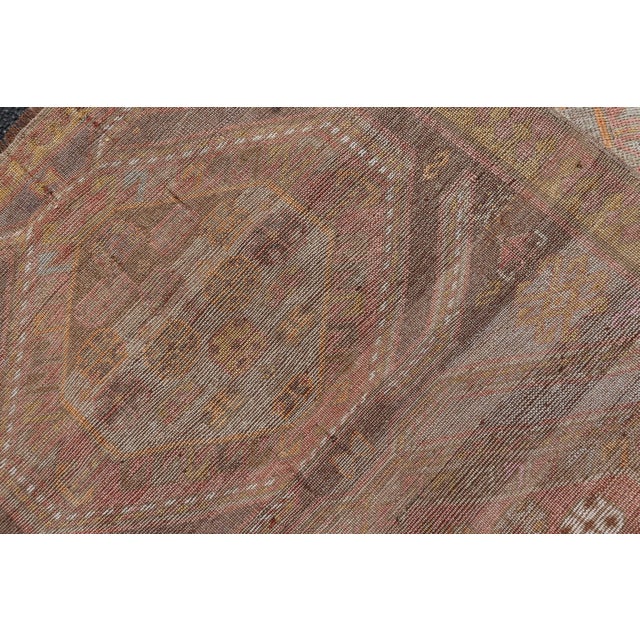 Vintage Turkish Oushak Runner With Tribal Medallions in Brown's, Yellow, and Red 2'11 X 10'11 For Sale - Image 10 of 10