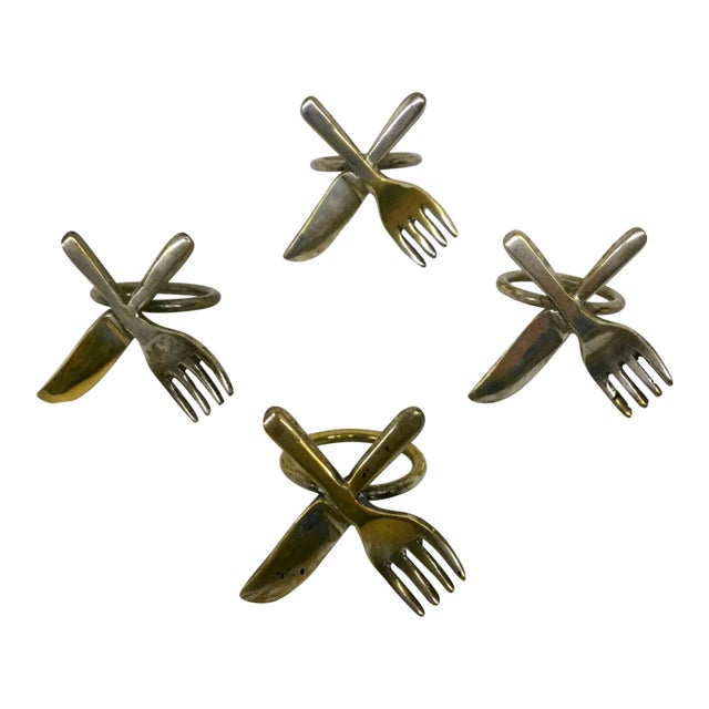Vintage Brass Plate Napkin Rings - Set of 4 For Sale