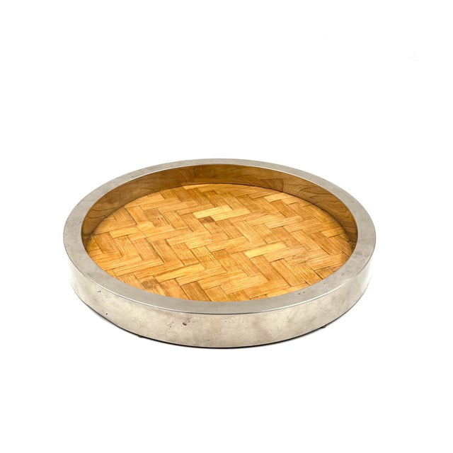 Wood Hollywood Regency Bamboo and Brass Tray, Italy, 1970s For Sale - Image 7 of 12