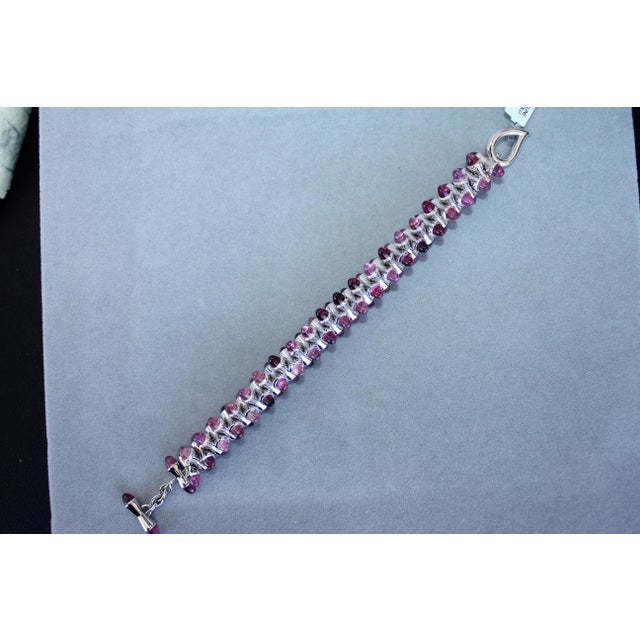 Tamara Commoli Pink Tourmaline Rubellite Mikado 18k White Gold Unique Bracelet For Sale - Image 9 of 18