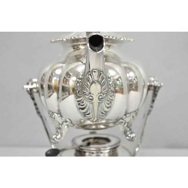 Antique Victorian Silver Plated Gorham 01180 Tilting Teapot Coffee Pot on Stand For Sale - Image 13 of 18