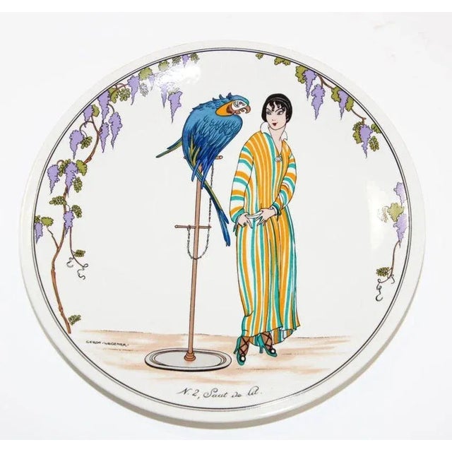 Vintage Villeroy and Boch 1900 Art Deco design, woman with parrot. Villeroy & Boch Design 1900 Porcelain collectible...