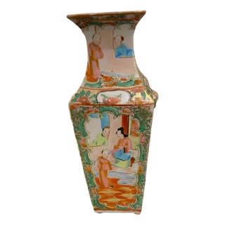 Antique Square Rose Medallion Vase For Sale