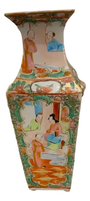Antique Square Rose Medallion Vase