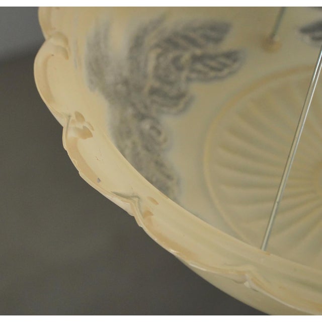 Mid 20th Century Traditional Floral Cast Glass Semi Flush Mount Light For Sale - Image 6 of 9