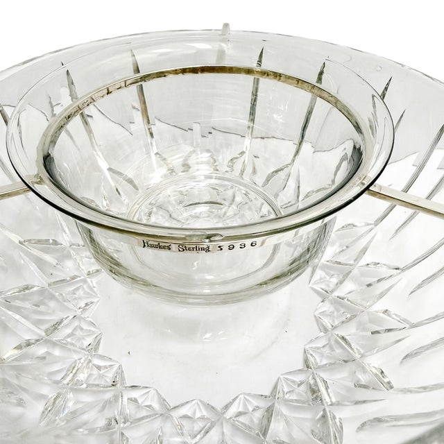 Silver Early 20th Century Hawkes Sterling Silver & Crystal Caviar Server For Sale - Image 8 of 11