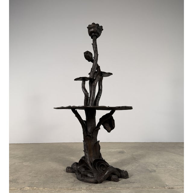 Monumental Bronze Lotus Fountain Sculpture, 58” H – Multi-Tier Botanical Form For Sale - Image 11 of 14