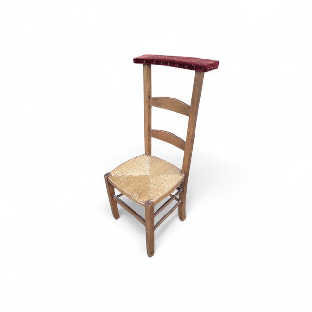 Mid-Century Dutch Prie-Dieu Praying Chair in Wood with Rush Seat, 1960s-1970s For Sale - Image 15 of 15