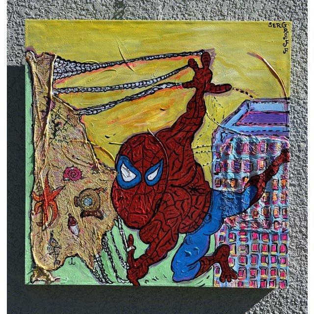 One-of-a-Kind Large Painting on Canvas by Serg Graff "Spider-Man". Coa Attached For Sale - Image 12 of 12