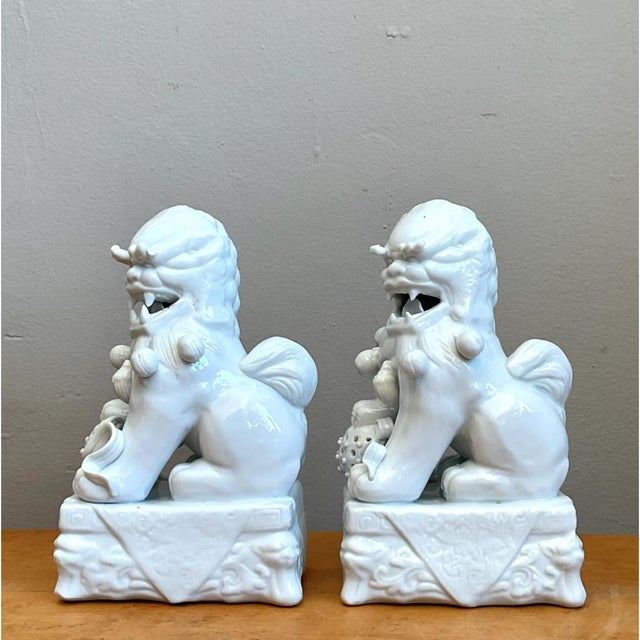 Vintage Blanc De Chine Porcelain Foo Dogs - Pair For Sale - Image 11 of 12