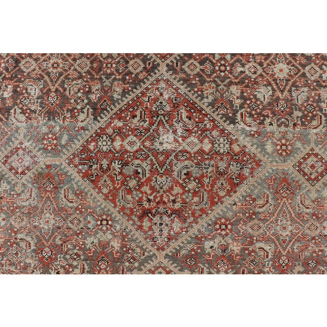 Antique Persian Fine Farahan Rug With Medallion in Brown, Red and Light Blue For Sale - Image 4 of 11
