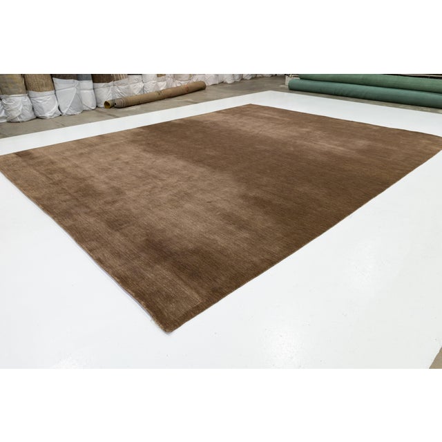 12x16 Apadana's Modern Gabbeh Hand-Loom Wool Area Rug in Chestnut Brown For Sale - Image 4 of 10