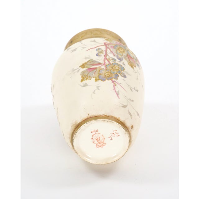 Gold Antique Hand Painted & Gilt Decorated German Porcelain Decorative Vase For Sale - Image 8 of 10