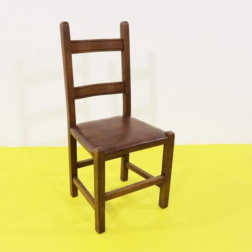 Wooden Chair with Brown Seat and Reinforced Crossbars For Sale - Image 9 of 9