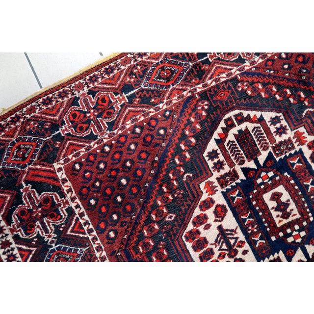 1950s, Vintage Persian Afshar Rug, Tribal Double Medallion, Red Field, 4 X 6 For Sale In New York - Image 6 of 11