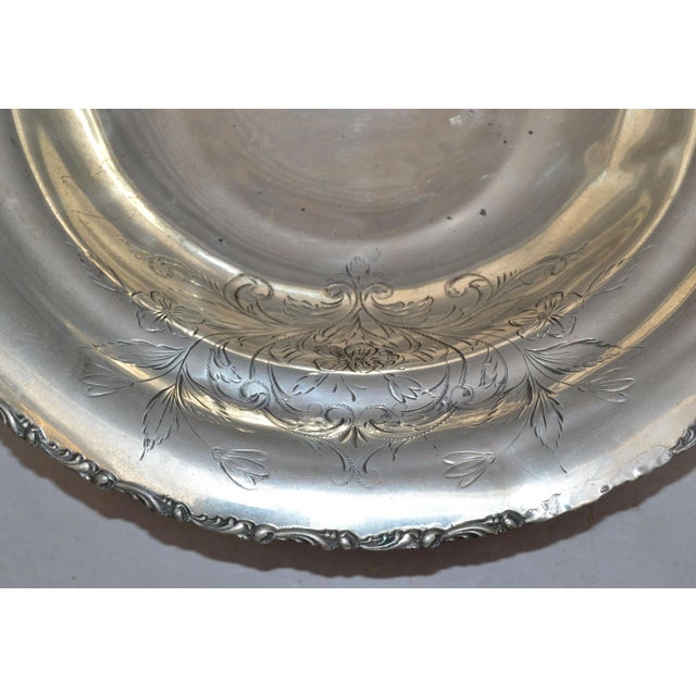English Silver Plate Trademark Ornate Large Bowl Footed Serving Dish Punch Bowl For Sale In Miami - Image 6 of 13