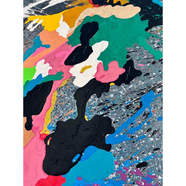 Textile Ronald Davis, Large Color California Abstract Expressionist Copolymer Vinyl Painting Ron Davis, 1983 For Sale - Image 7 of 18