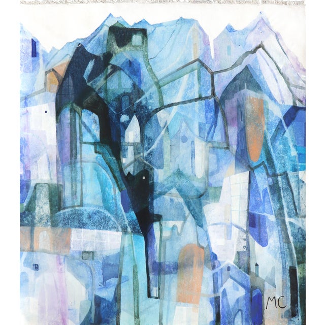 Wild Blue 2 - Original Blue Abstract Architectural Acrylic Painting on Canvas For Sale - Image 4 of 7