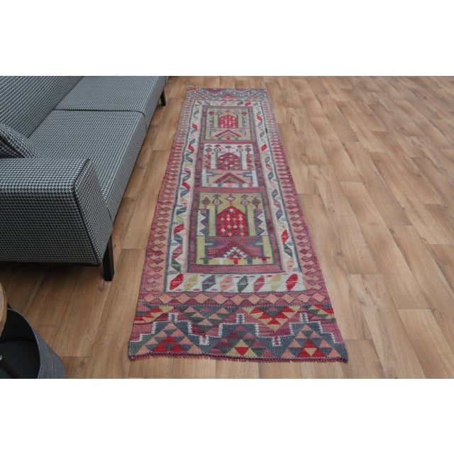 Vintage Turkish Hand-Knotted vintage rug is a semi-antique vintage runner rug.'70s Eastern region of Turkey's unique rug...