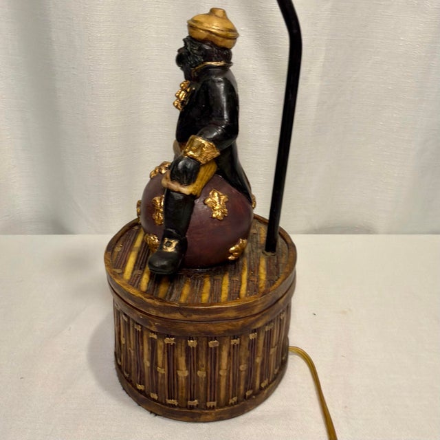 Vintage Maitland Smith Style Singerie Monkey Bellhop Table Lamp For Sale - Image 9 of 12