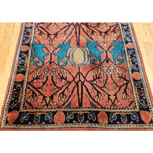 Terra Cotta Vintage Persian Mahal Sultanabad Rug, Hand-Knotted Wool, Geometric Pattern, 4x6, Terracotta & Blue For Sale - Image 8 of 13