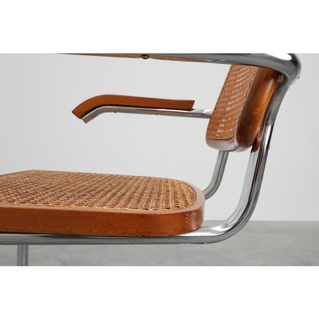 Brown Bauhaus Armchair in tubular Steel, Wood and Rattan, 1920 For Sale - Image 8 of 18