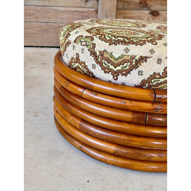 Mid 20th Century Vintage Stacked Rattan Ottoman in the Manner of Paul Frankl For Sale - Image 5 of 11