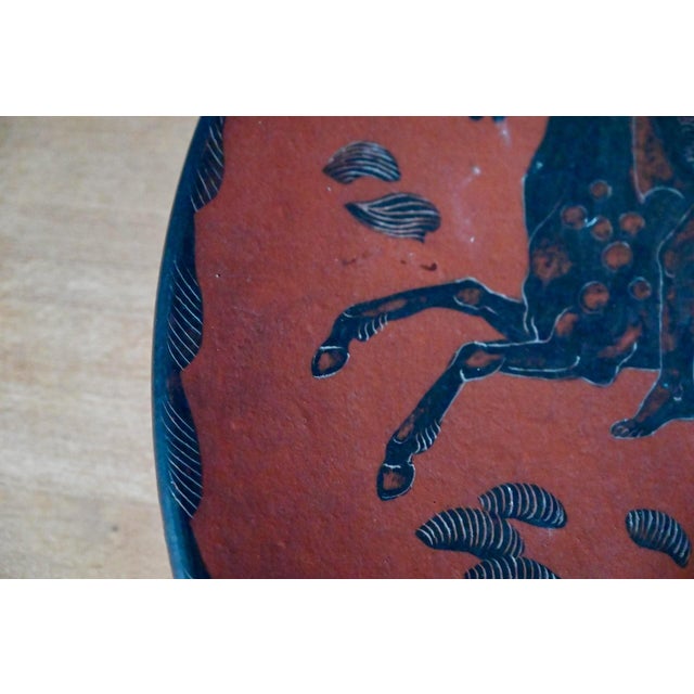 VIntage Sgraffite Ceramic Terracotta Dish by Fernand Elchinger, 1940 For Sale - Image 4 of 7
