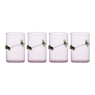 Pink Tumber with Rope & Flowers, Set of 4 For Sale