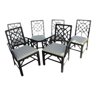 Fretwork Chinese Chippendale Dining Chairs - Set of 6 For Sale