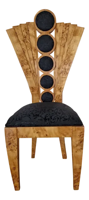 Deco Line Chair in Birch Root and Black Fabric, 1980s
