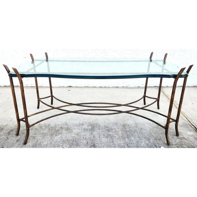 Mid-Century Modern Vintage French Coffee Table Faux Bois For Sale - Image 3 of 15