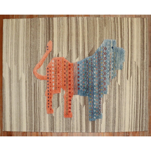 Brown Zabihi Collection Persian Souf Kilim Modern - 3'11" x 4'5" For Sale - Image 8 of 8