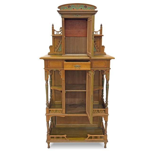 Art Nouveau Vertico Cabinet with Floral Painting, 1910s For Sale - Image 3 of 14