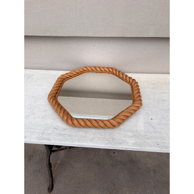 Adrien Audoux and Frida Minet Mid-Century Octogonal Rope Mirror Adrien Audoux & Frida Minet For Sale - Image 4 of 8
