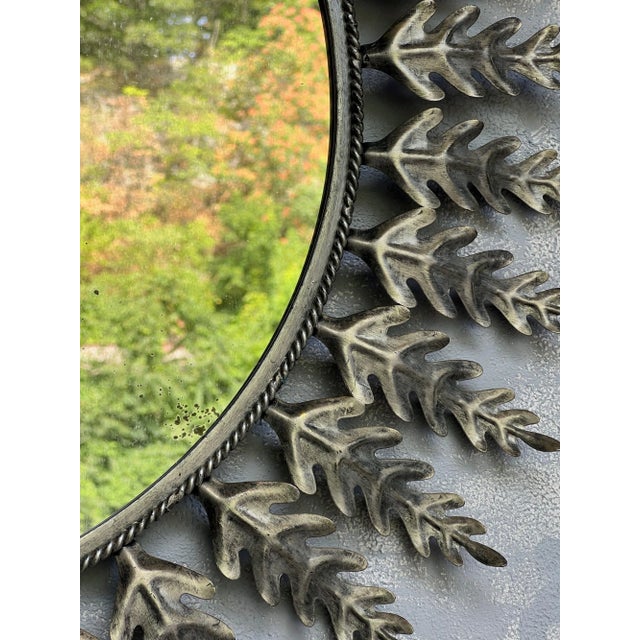 1950s Spanish Round Silvered Metal Sunburst Mirror For Sale - Image 5 of 10