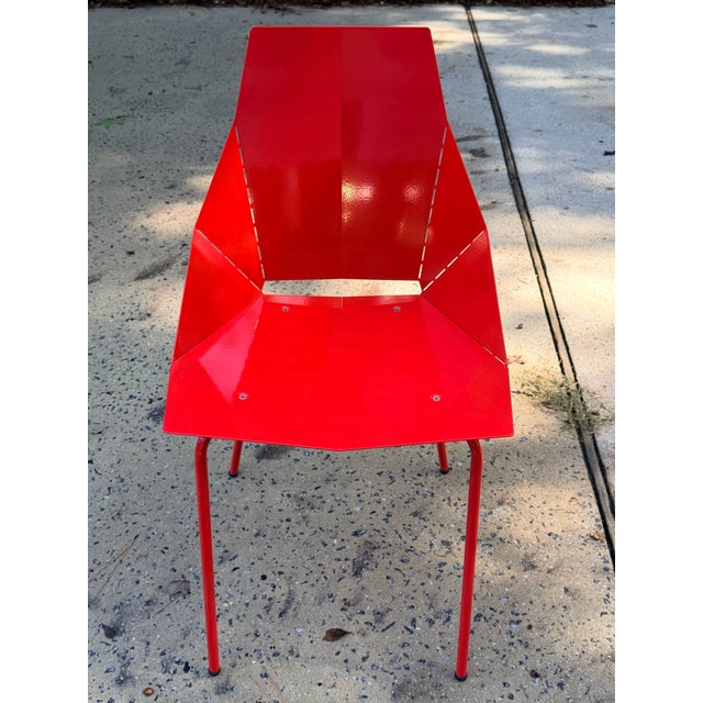 Modern Red Lacquered Desk and Chair For Sale - Image 9 of 14