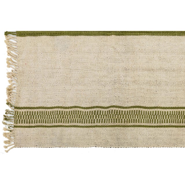 Modern Color-Blocked Kilim: Sage & Cream Flatweave Wool Area Rug 8x12 For Sale - Image 11 of 11