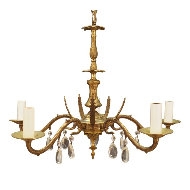 Danish Brass Chandelier, 1960s For Sale