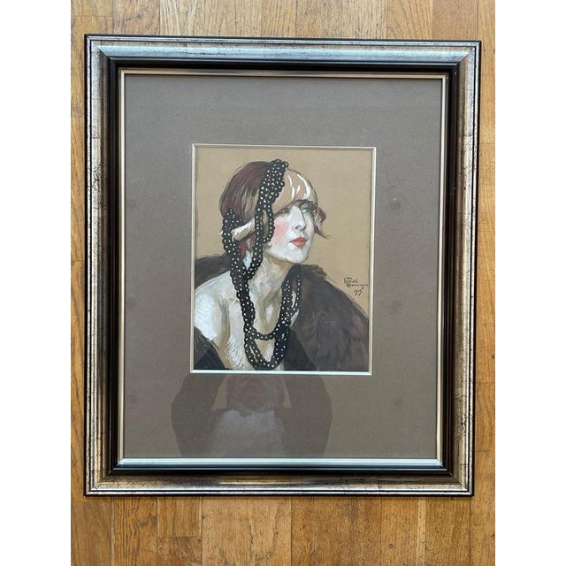 Jean-Gabriel Domergue, Portrait of a Woman, 1919, Canvas, Framed For Sale - Image 3 of 9