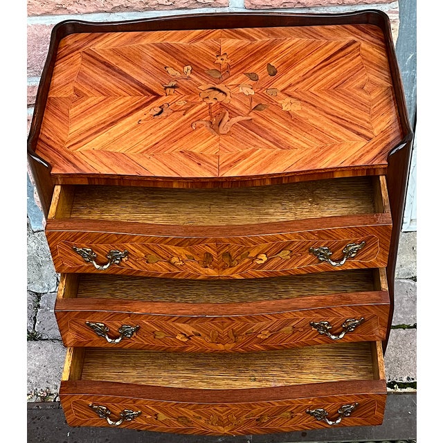 Antique Wood Inlaid Chest of Drawers, 1950s For Sale - Image 12 of 15