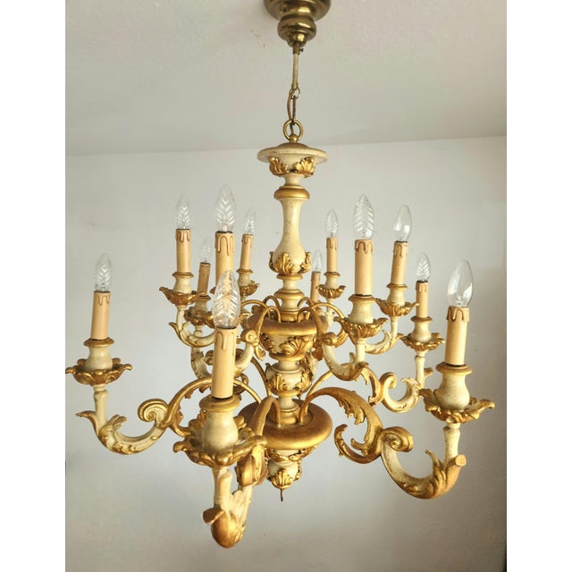 Vintage Florentine Chandelier with Gold Leaf, 1930s For Sale - Image 12 of 18