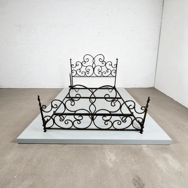 The art of hand forging, sadly lost today to mainstream production of furniture. This vintage bed by Claudio Rayes is 100%...