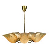 Carl Erik Bodén, Chandelier, Brass, Glass, Sweden, 1940s For Sale