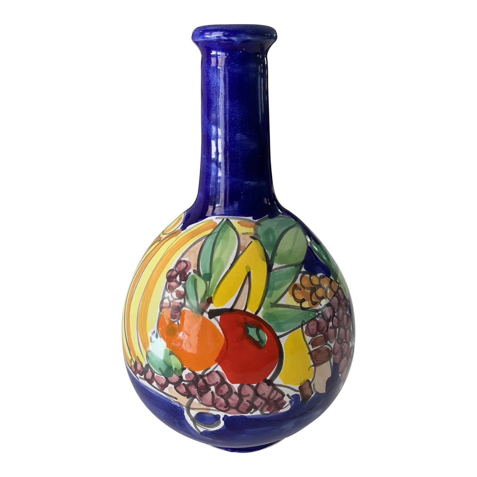 Mid 20th Century La Musa Italian Hand Painted Vase | Chairish