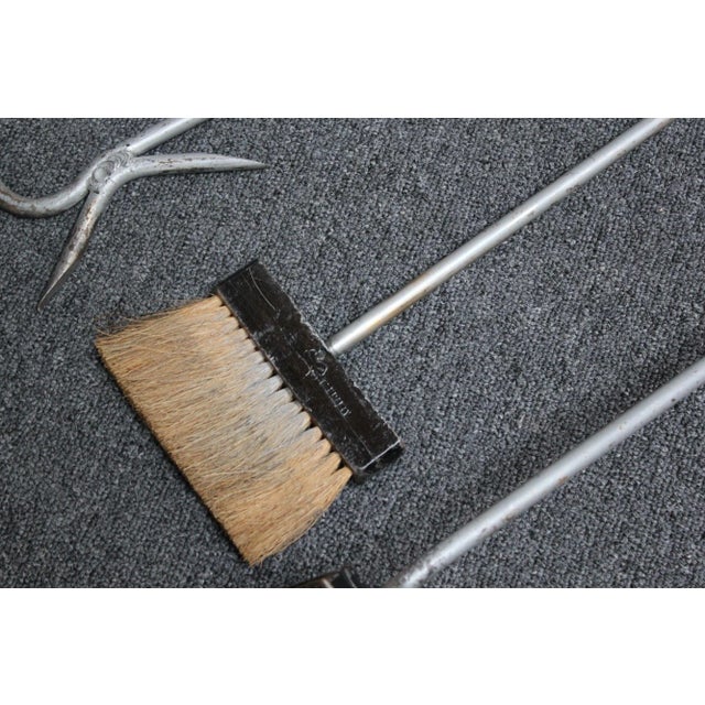 Silver Art Deco Cast Aluminum, Bakelite and Steel Fire Tools For Sale - Image 8 of 12
