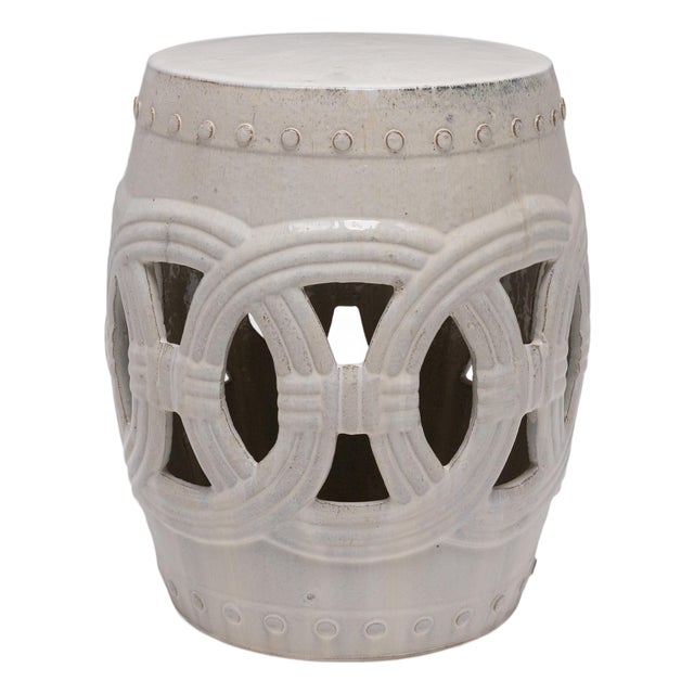 Chinese Milky White Prosperity Garden Stool For Sale