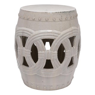 Chinese Milky White Prosperity Garden Stool, C. 1900 For Sale