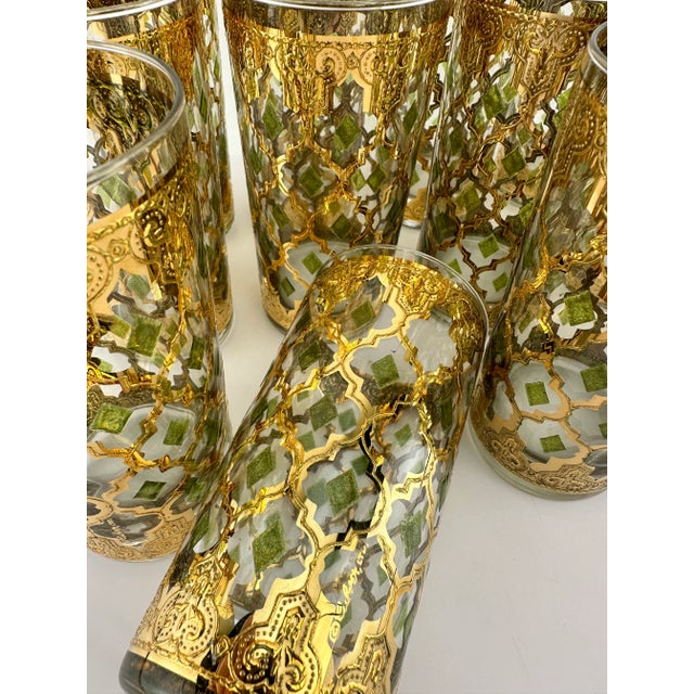 Vintage Mid Century Culver Gold and Green Moroccan Highball Glasses, Set of 12 For Sale - Image 11 of 14
