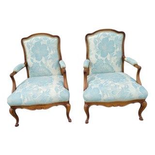 Pair of Mid 20th Century John Widdicomb American Maple Chairs Restored With New Upholstery For Sale